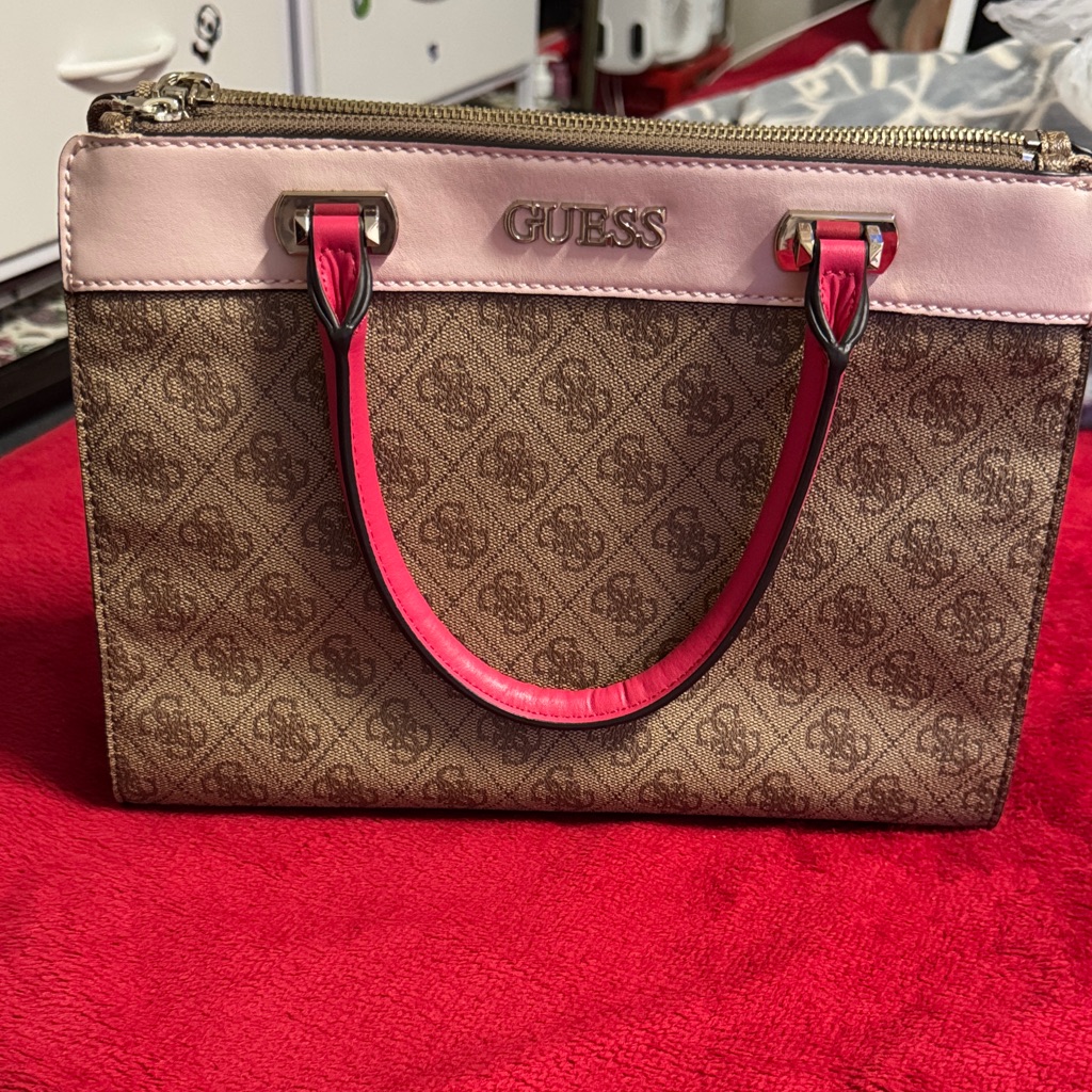 Guess Two-Tone Pink And Brown Satchel